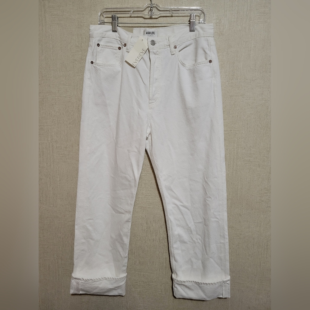 Womens Agolde Fran Jeans in color milkshake size 28 Evereve white
